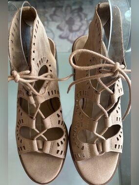 Mossimo Supply Co. Lace-Up Cutout Sandals in Beige